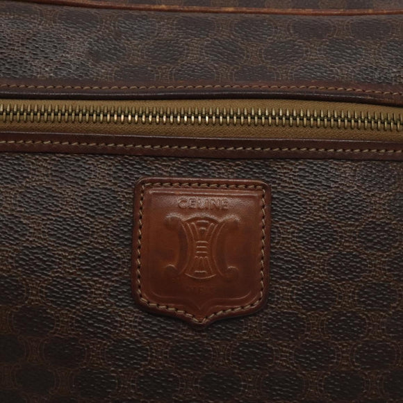 CELINE Macadam Canvas Shoulder Bag PVC Leather Brown Gold Auth bs27307