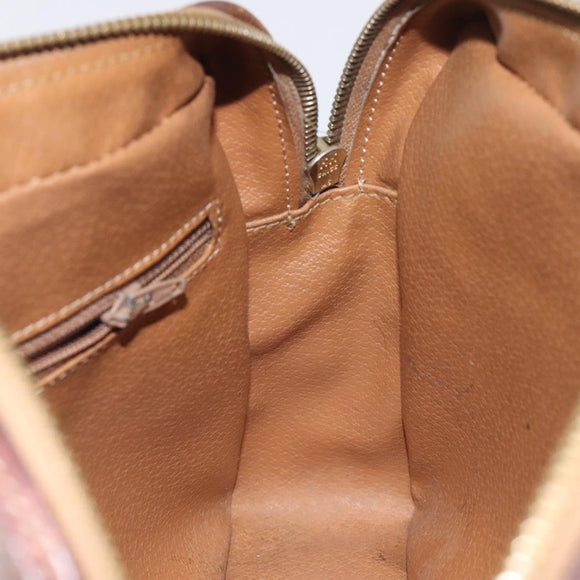 CELINE Macadam Canvas Shoulder Bag PVC Leather Brown Gold Auth bs27307