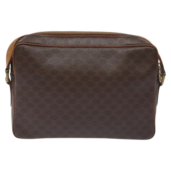 CELINE Macadam Canvas Shoulder Bag PVC Leather Brown Gold Auth bs27307