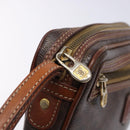 CELINE Macadam Canvas Clutch Bag PVC Leather Brown Gold Auth bs27308-14