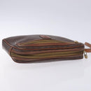 CELINE Macadam Canvas Clutch Bag PVC Leather Brown Gold Auth bs27308-6