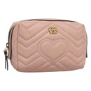 GUCCI GG Marmont Pouch Leather Pink 476165 Auth bs27327-1