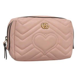 GUCCI GG Marmont Pouch Leather Pink 476165 Auth bs27327