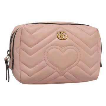 GUCCI GG Marmont Pouch Leather Pink 476165 Auth bs27327