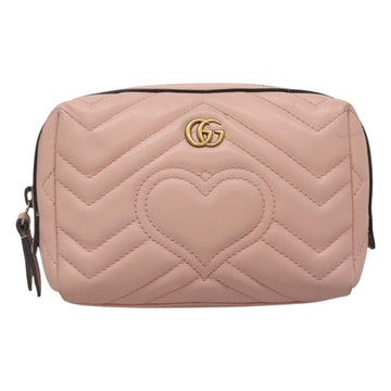 GUCCI GG Marmont Pouch Leather Pink 476165 Auth bs27327 - 0