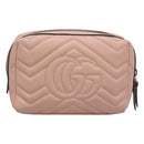 GUCCI GG Marmont Pouch Leather Pink 476165 Auth bs27327-3
