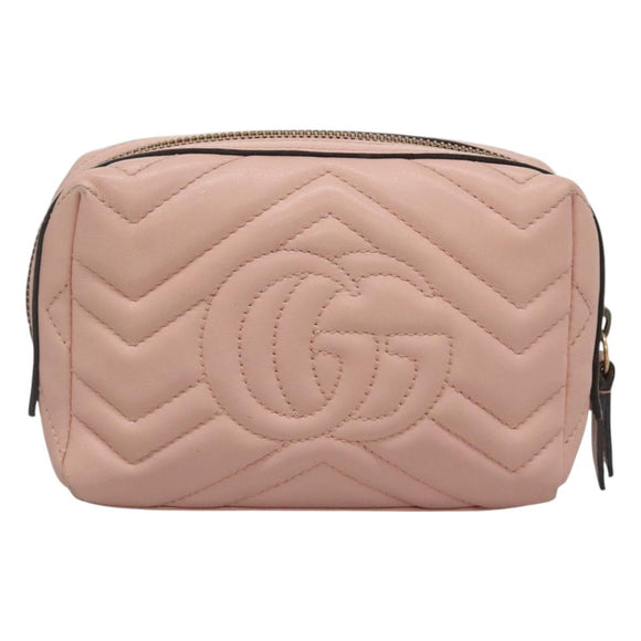 GUCCI GG Marmont Pouch Leather Pink 476165 Auth bs27327
