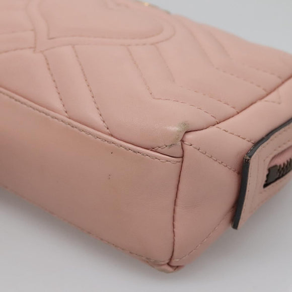 GUCCI GG Marmont Pouch Leather Pink 476165 Auth bs27327