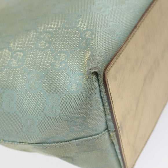 GUCCI GG Canvas Tote Bag Nylon Peppermint Gold 002 1099 Auth bs27328