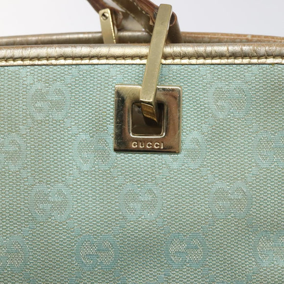 GUCCI GG Canvas Tote Bag Nylon Peppermint Gold 002 1099 Auth bs27328
