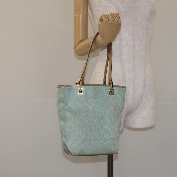 GUCCI GG Canvas Tote Bag Nylon Peppermint Gold 002 1099 Auth bs27328