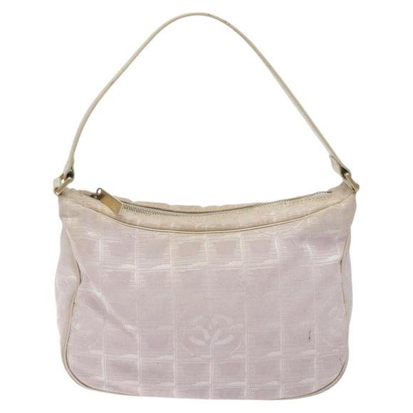 CHANEL New Travel Line Shoulder Bag Nylon Pink Gold CC Auth bs27338