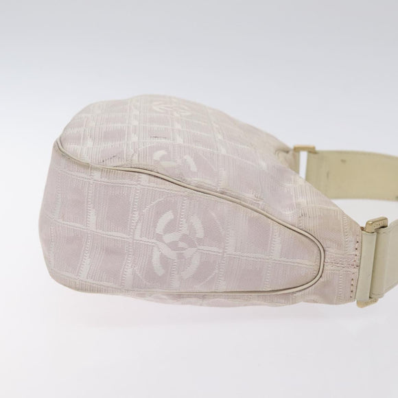 CHANEL New Travel Line Shoulder Bag Nylon Pink Gold CC Auth bs27338