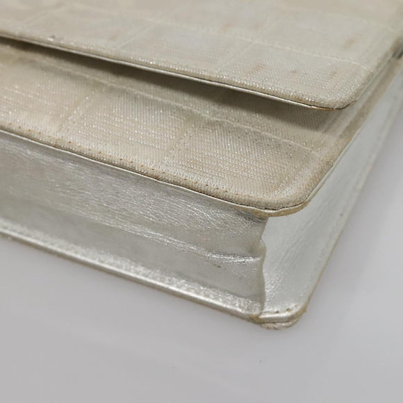 CHANEL New Travel Line Chain Wallet Nylon Silver CC Auth bs27339