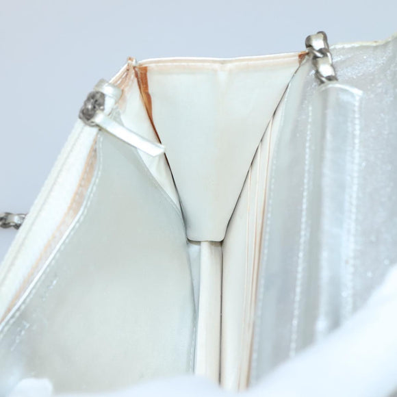 CHANEL New Travel Line Chain Wallet Nylon Silver CC Auth bs27339