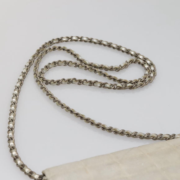 CHANEL New Travel Line Chain Wallet Nylon Silver CC Auth bs27339