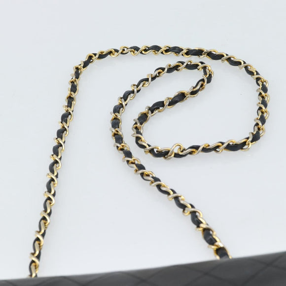CHANEL Mini Matelasse 20 Chain Shoulder Bag Lamb Skin Black Gold CC Auth bs27341