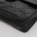 CHANEL Mini Matelasse Chain Shoulder Bag Lamb Skin Black Gold CC Auth bs27341-9