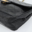 CHANEL Mini Matelasse 20 Chain Shoulder Bag Lamb Skin Black Gold CC Auth bs27341-15