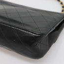 CHANEL Mini Matelasse Chain Shoulder Bag Lamb Skin Black Gold CC Auth bs27341-15