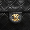 CHANEL Mini Matelasse Chain Shoulder Bag Lamb Skin Black Gold CC Auth bs27341-17
