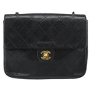 CHANEL Mini Matelasse 20 Chain Shoulder Bag Lamb Skin Black Gold CC Auth bs27341-13