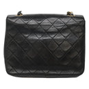 CHANEL Mini Matelasse Chain Shoulder Bag Lamb Skin Black Gold CC Auth bs27341-2