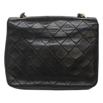 CHANEL Mini Matelasse Chain Shoulder Bag Lamb Skin Black Gold CC Auth bs27341 - 0