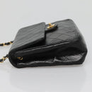 CHANEL Mini Matelasse Chain Shoulder Bag Lamb Skin Black Gold CC Auth bs27341-4