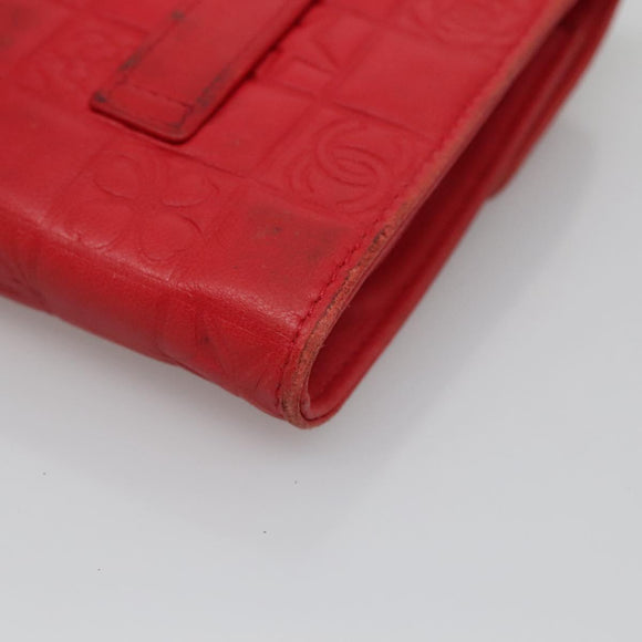 CHANEL Icon line Cigarette Case Leather Red CC Auth bs27345