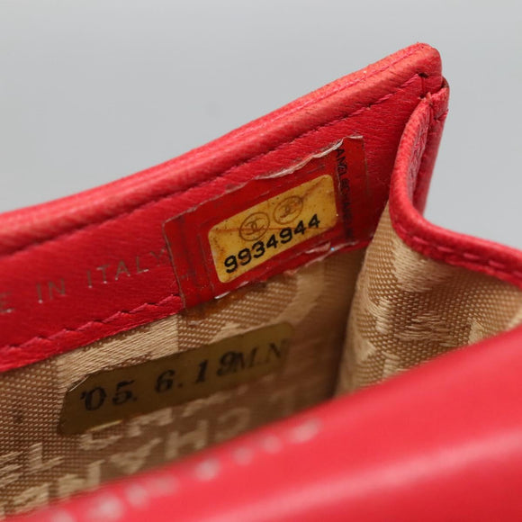 CHANEL Icon line Cigarette Case Leather Red CC Auth bs27345