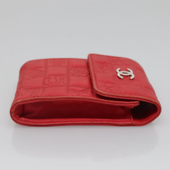 CHANEL Icon line Cigarette Case Leather Red CC Auth bs27345