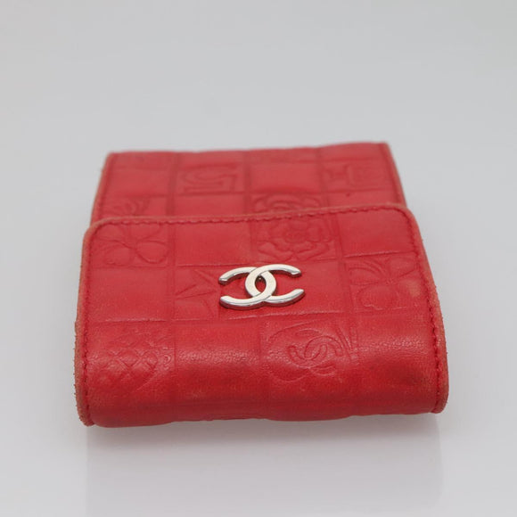 CHANEL Icon line Cigarette Case Leather Red CC Auth bs27345