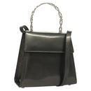 Salvatore Ferragamo Gancini Hand Bag Enamel 2way Gray Silver Auth bs27352-1
