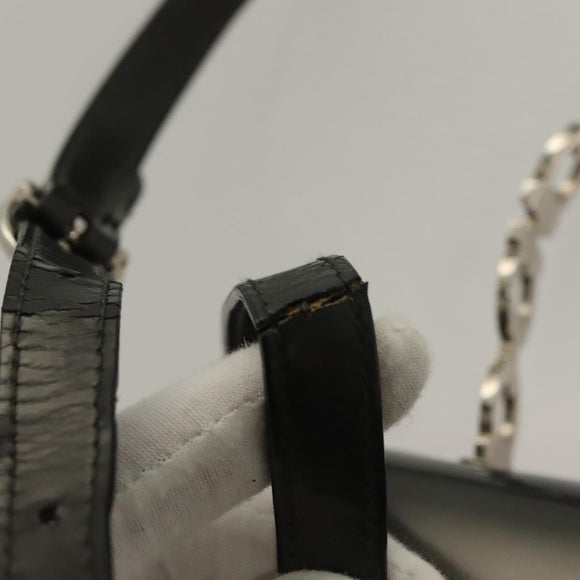 Salvatore Ferragamo Gancini Hand Bag Enamel 2way Gray Silver Auth bs27352