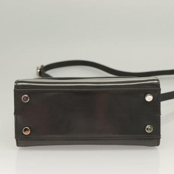 Salvatore Ferragamo Gancini Hand Bag Enamel 2way Gray Silver Auth bs27352