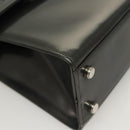 Salvatore Ferragamo Gancini Hand Bag Enamel 2way Gray Silver Auth bs27352-15