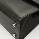 Salvatore Ferragamo Gancini Hand Bag Enamel 2way Gray Silver Auth bs27352-16