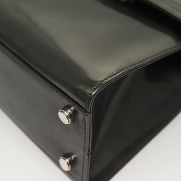 Salvatore Ferragamo Gancini Hand Bag Enamel 2way Gray Silver Auth bs27352