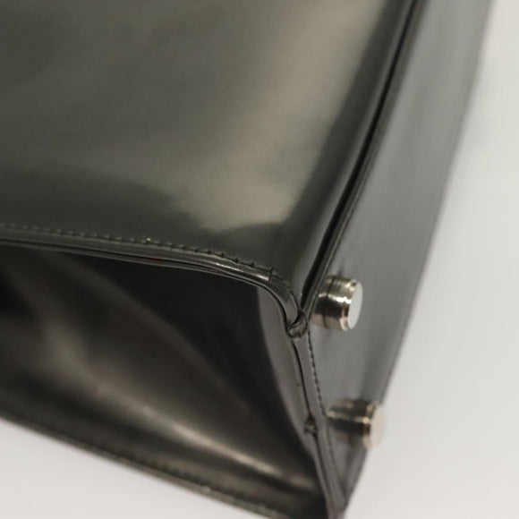 Salvatore Ferragamo Gancini Hand Bag Enamel 2way Gray Silver Auth bs27352