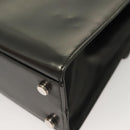 Salvatore Ferragamo Gancini Hand Bag Enamel 2way Gray Silver Auth bs27352-18