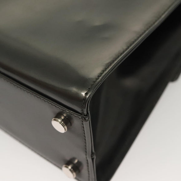 Salvatore Ferragamo Gancini Hand Bag Enamel 2way Gray Silver Auth bs27352