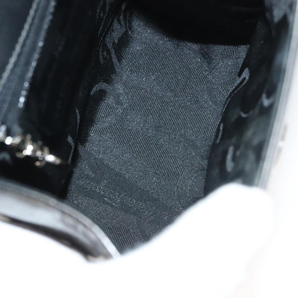 Salvatore Ferragamo Gancini Hand Bag Enamel 2way Gray Silver Auth bs27352