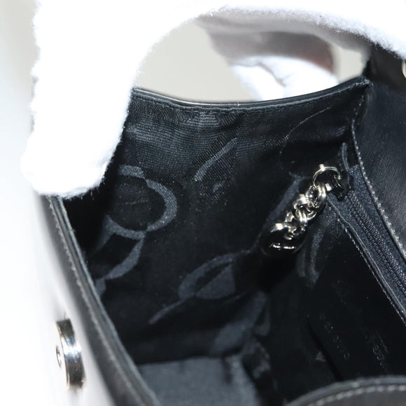 Salvatore Ferragamo Gancini Hand Bag Enamel 2way Gray Silver Auth bs27352