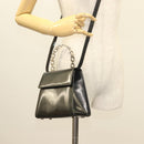 Salvatore Ferragamo Gancini Hand Bag Enamel 2way Gray Silver Auth bs27352-23