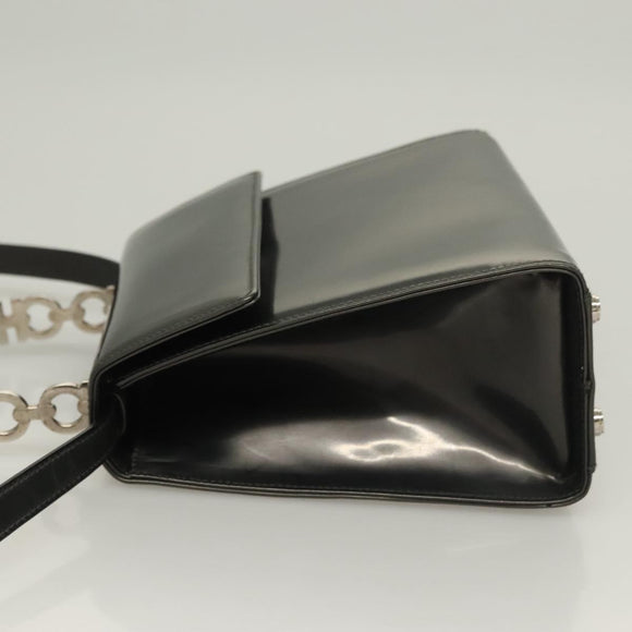 Salvatore Ferragamo Gancini Hand Bag Enamel 2way Gray Silver Auth bs27352