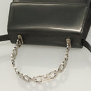 Salvatore Ferragamo Gancini Hand Bag Enamel 2way Gray Silver Auth bs27352-6