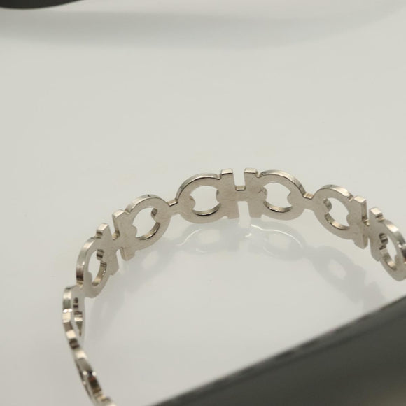 Salvatore Ferragamo Gancini Hand Bag Enamel 2way Gray Silver Auth bs27352