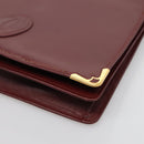 CARTIER Must Line Clutch Bag Leather Bordeaux Gold Auth bs27354-9