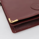 CARTIER Must Line Clutch Bag Leather Bordeaux Gold Auth bs27354-14